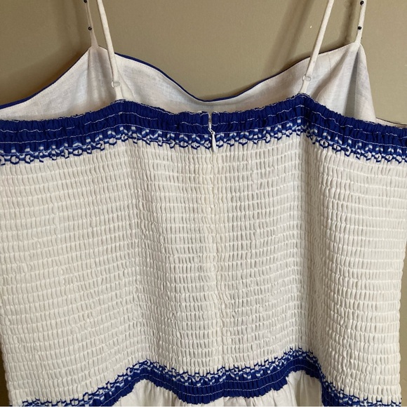 NEW FARM Rio Off-White Shell Garden
Midi Dress Beaded Straps Linen Blue Size XL - Picture 14 of 16